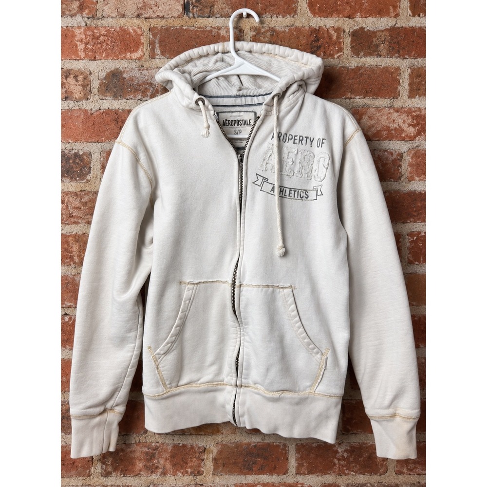 Y2K Aeropostale Full Zip Hoodie S 2000s Grunge Skater Streetwear Distressed
